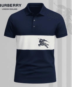 Keep It Navy Because It Feels Calm T-Shirt – Burberry Navy Polo with White Panel and Logo Detail | minimal chic