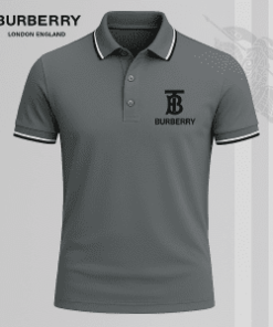 I Wear Grey Because It Feels Effortless T-Shirt – Burberry Grey Polo with Monogram Logo Detail | minimal chic