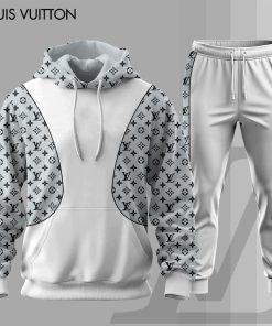 For the girls who love clean monochrome style, LV white monogram hoodie set – minimalist luxury tracksuit | effortless daily style